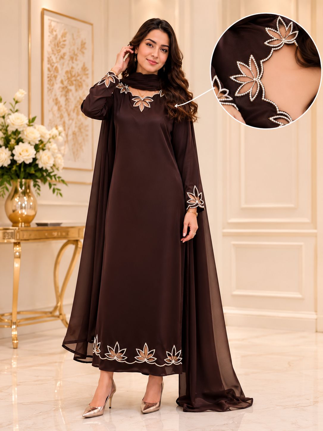 Dark Brown 3Pc Formal Wear - Luxury Bridal & Formal Couture