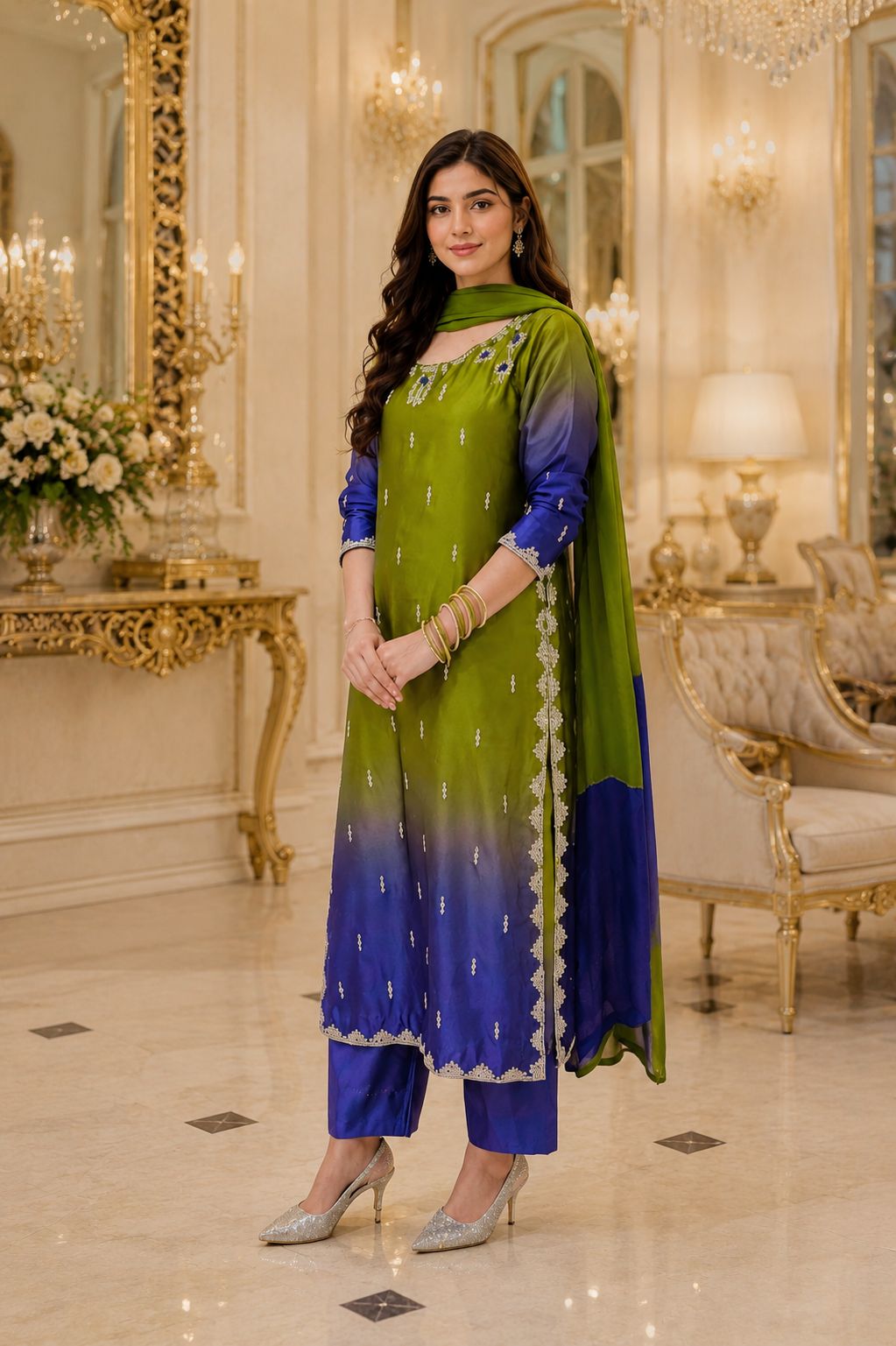 Silk Dress Formal Wear 3pc  - Luxury Bridal & Formal Couture