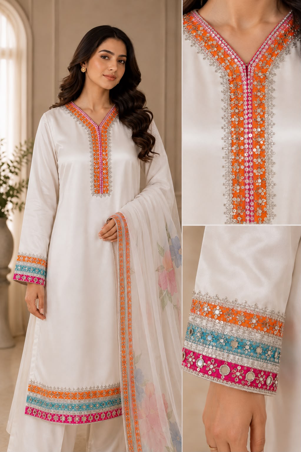 3 Piece White Walima Dress - Luxury Bridal & Formal Couture