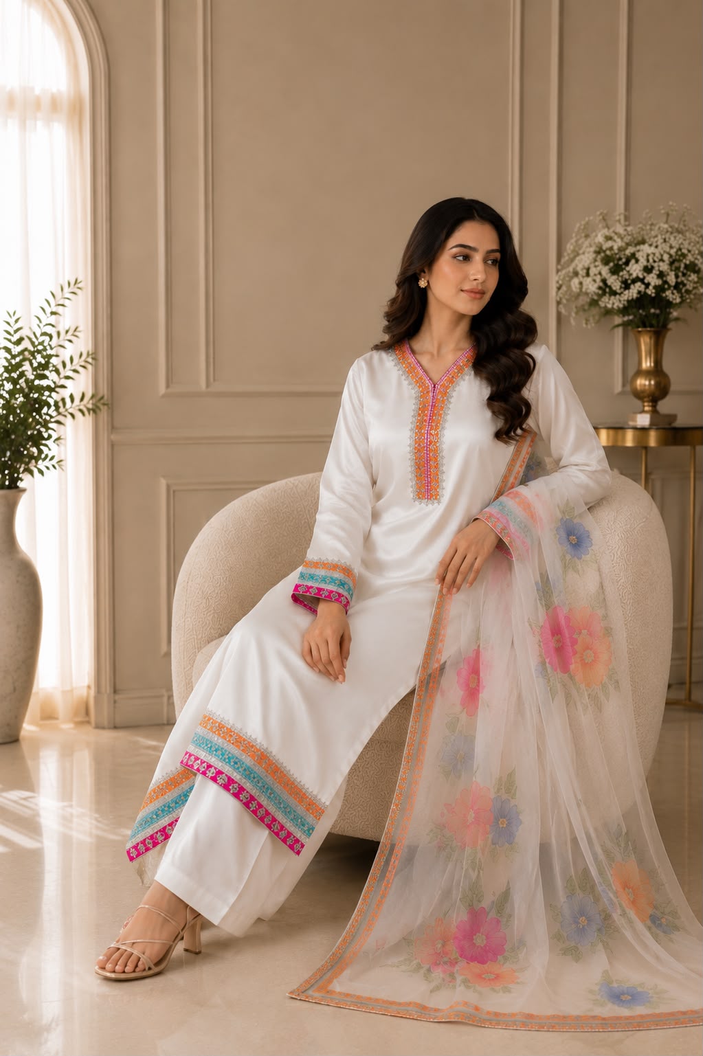3 Piece White Walima Dress view 2